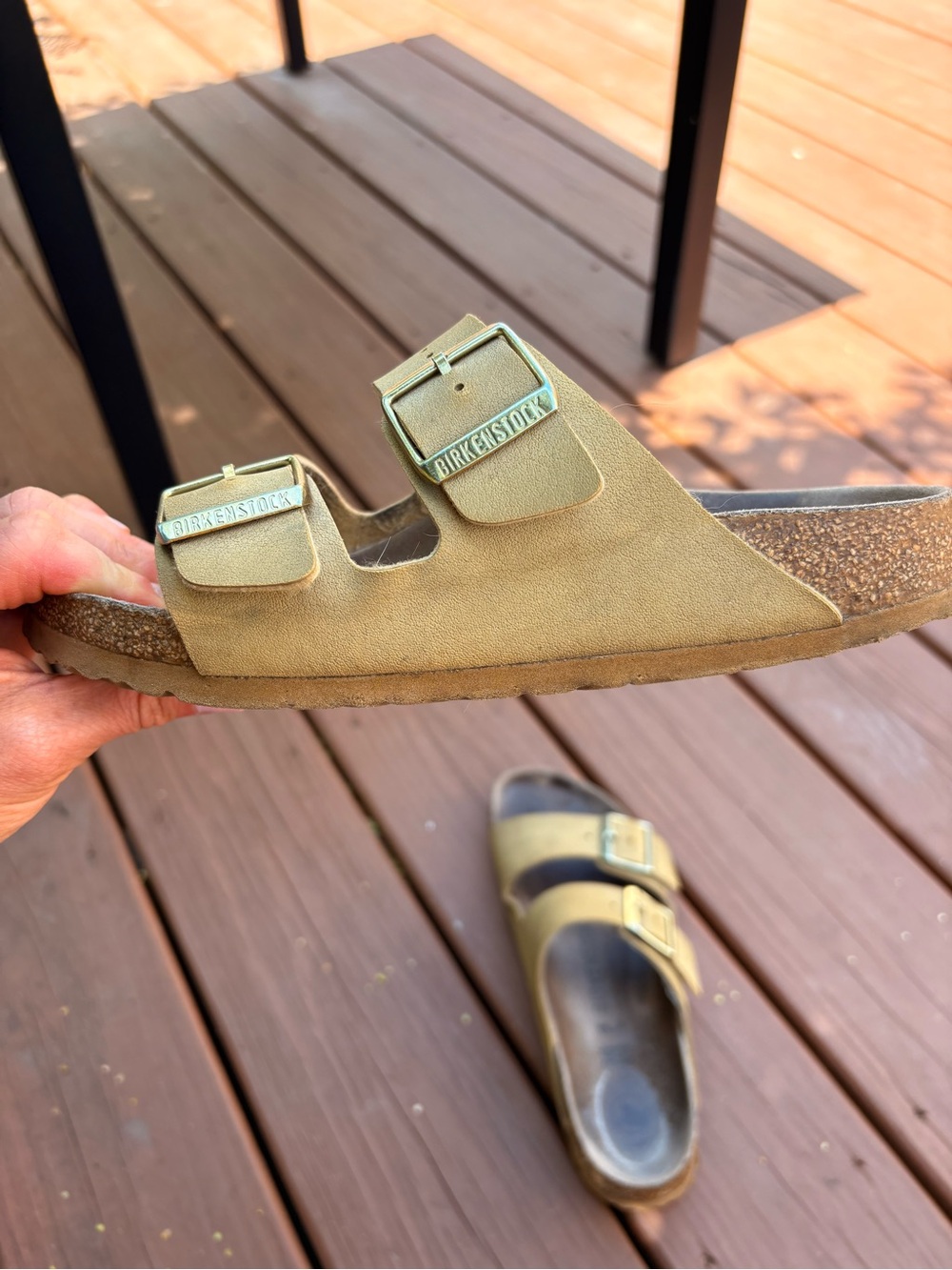 Birkenstock Double Strap Slide Sandals in Tan - Picture 11 of 16